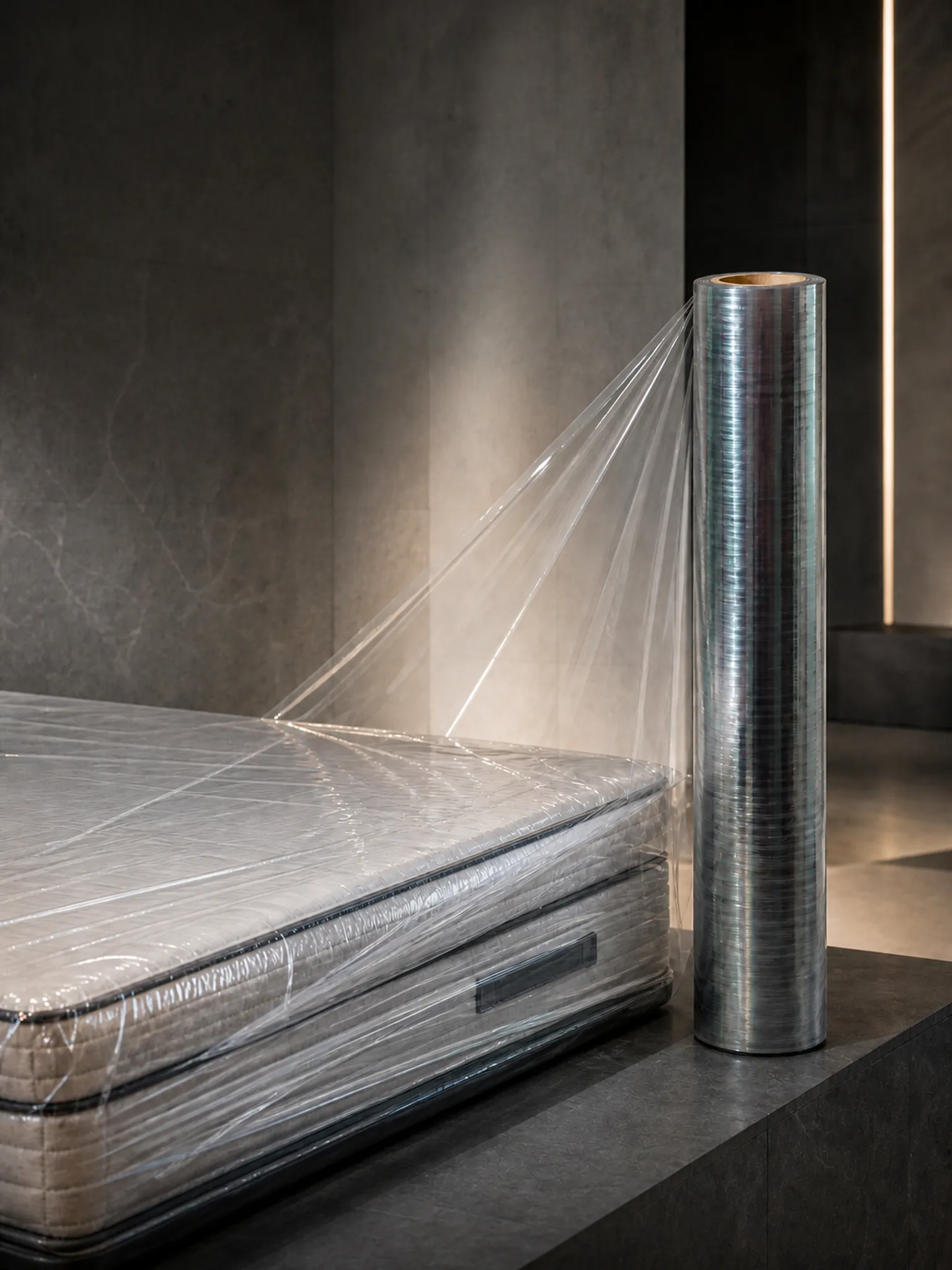 Mattress Packaging Film — 1.8–2.5 m layflat — one pass wraps a mattress