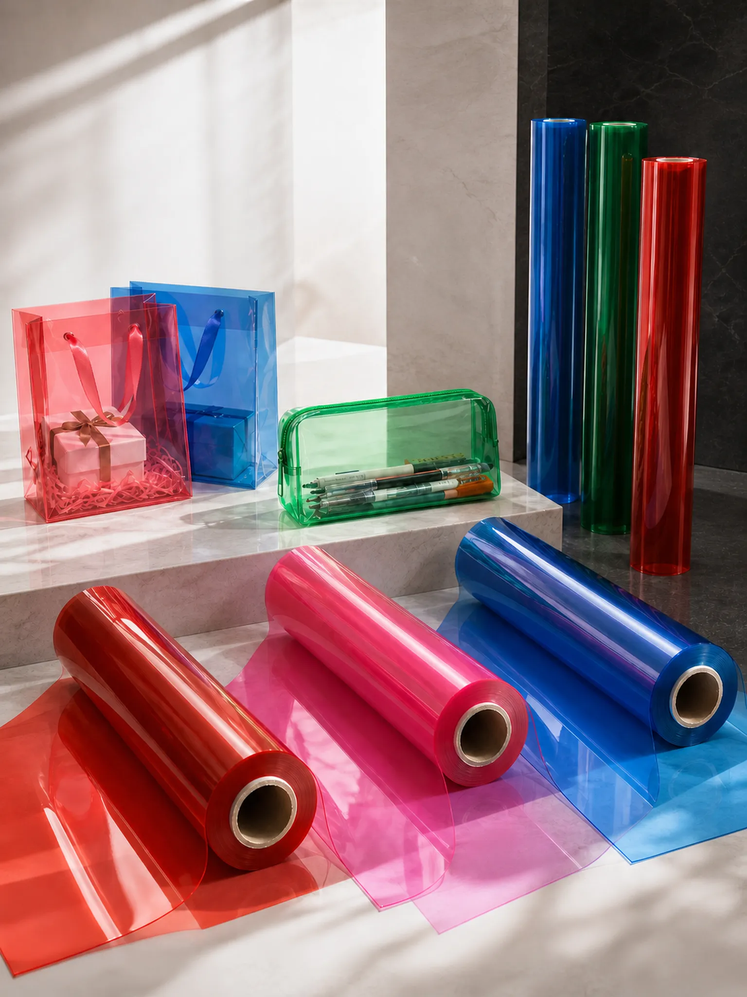 Colored Transparent PVC Film — Stacking deepens the tone — physics, not pigment
