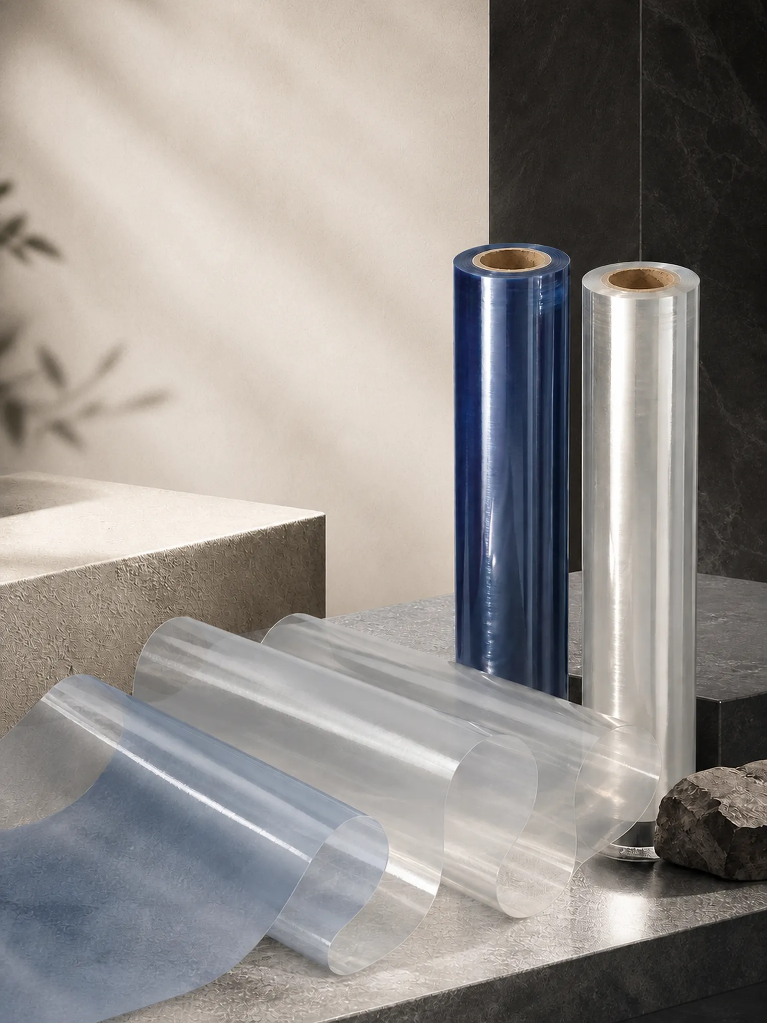 Standard Clear PVC Film — Optional dusted surface for winding & anti-blocking