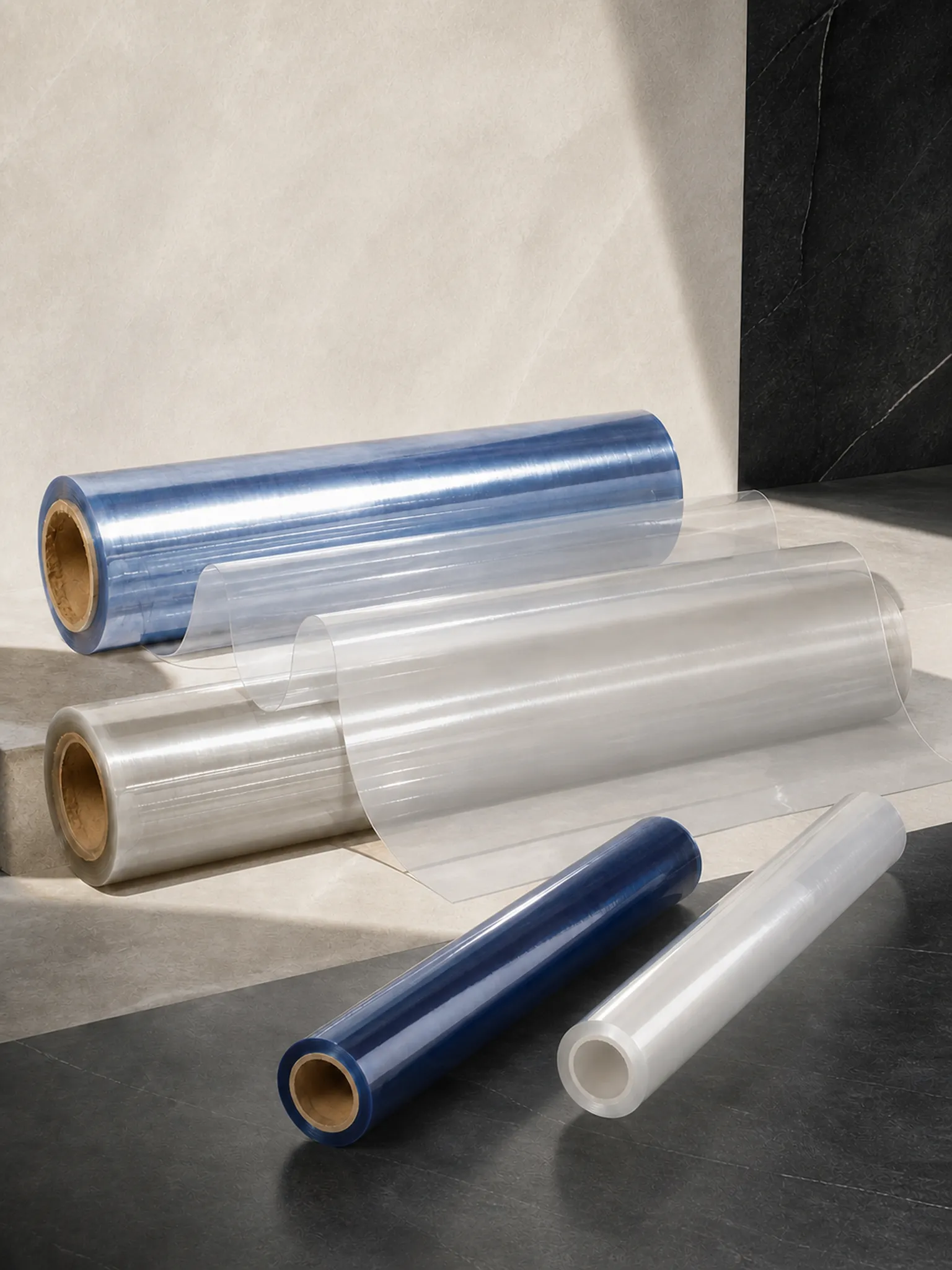 Standard Clear PVC Film — Blue-tinted or natural base, per sample
