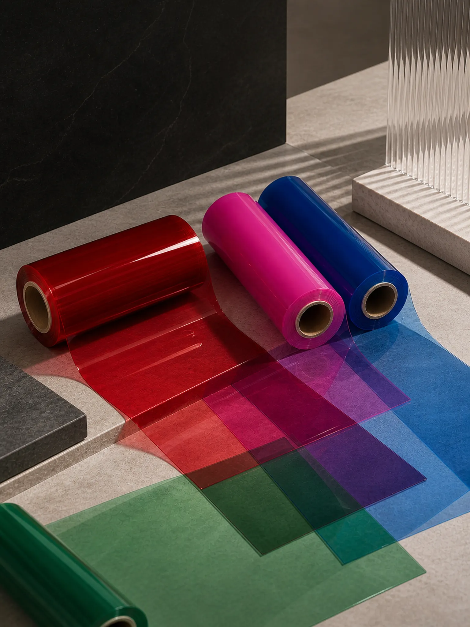 Colored Transparent PVC Film — Red to violet, matched to your target