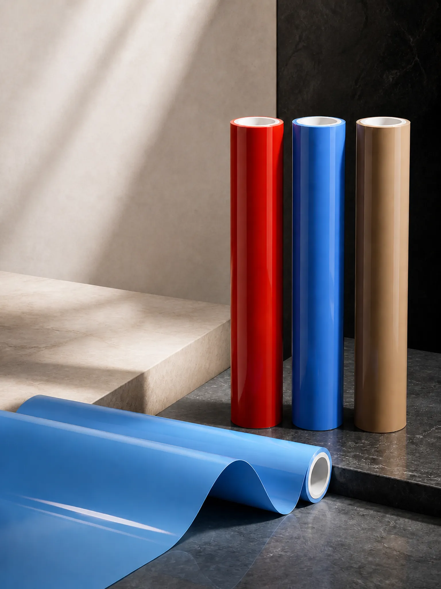 Opaque Solid-Color Glossy Film — 22–68 PHR softness range