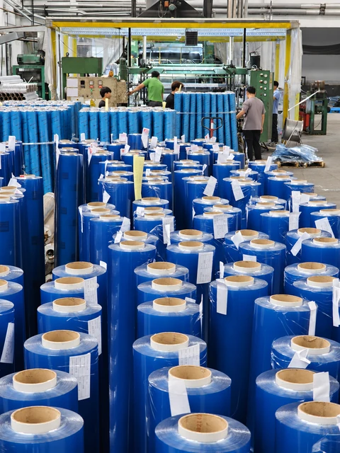 Finished rolls arranged inside the workshop