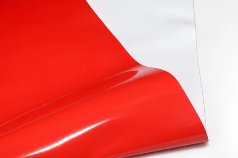 Folded red and white PVC sheet